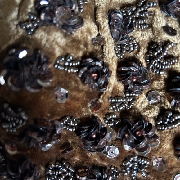 Christian Livingston evening bag velvet beaded front trim  plain backside. - Picture 3 of 6